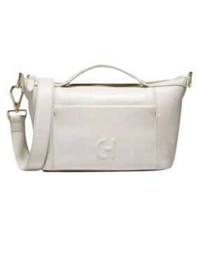 NWT Cole Haan Leather Grand Ambition Small Duffle Shoulder Bag Silver Birch